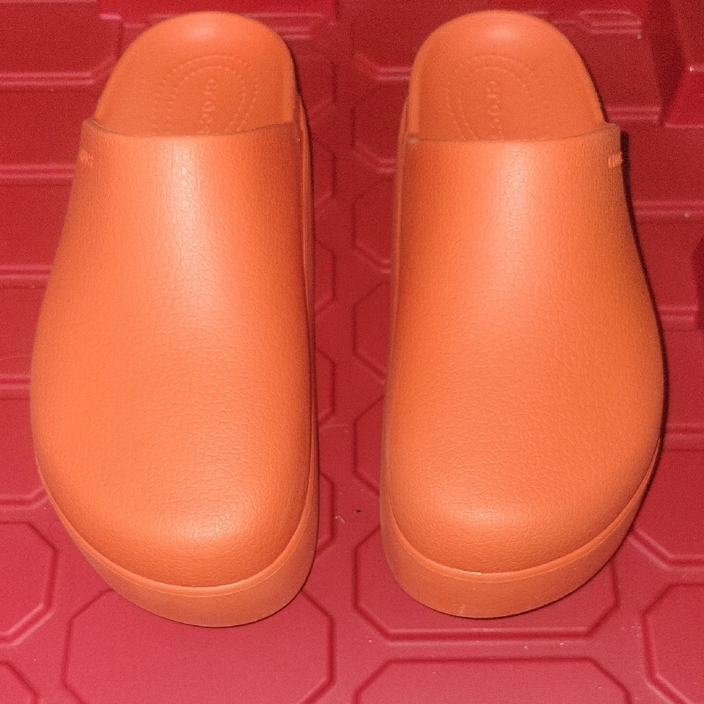 CROCS Women's Orange Platform Clogs Mules